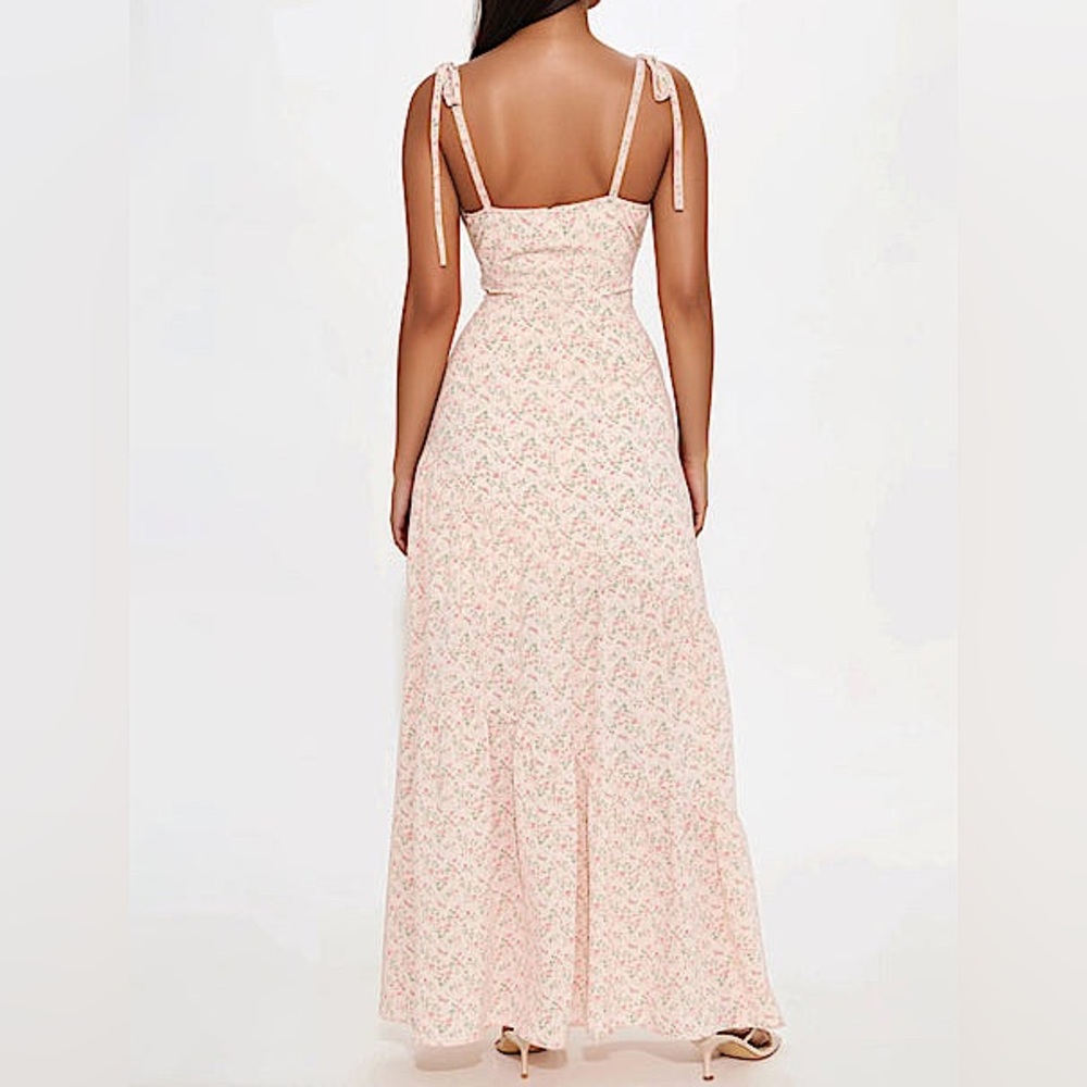 🌷NWOT Tie Shoulder Floral Maxi Dress Sz L🌷 - Picture 7 of 9